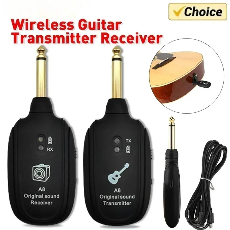 UHF Guitar Wireless System Transmitter Receiver Built in Battery 50M Original Sound Transmission Range For Guitar Bass