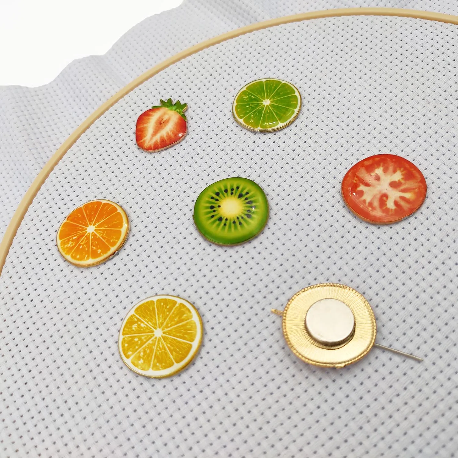 Needle Minder Magnetic Set of 3 Fruit Needle Magnet Pin Holder Cross Stitch Embroidery Project DIY Needle Keeper Finder Sewing