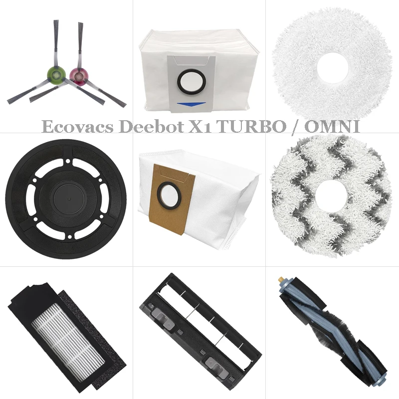 

Hepa Filter Main / Side Brush Mop Cloth Dust Bag Spare Parts For Ecovacs Deebot X1 TURBO / OMNI Robot Vacuum Cleaner Accessories