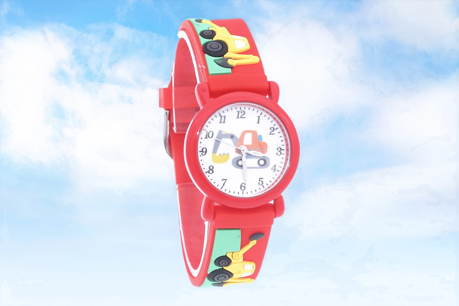 ساعة طالب للجنسين مع حزام سيليكون كارتون كوارتز مقاومة للماء للبنين والبنات مع تصميم آلة الحفر