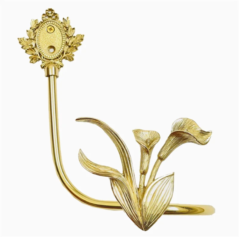 

Golden Curtain Hook Solid Brass Orchid Tulip Curtain Buckles Holdbacks Wall Mounted Decor Curtain Hangers For Window Dressing