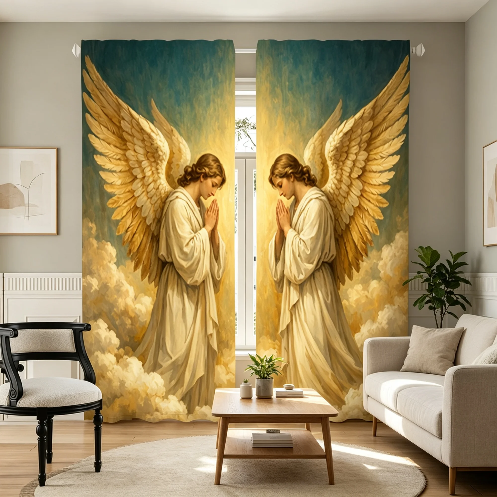 Art & Craft Tape - 2pcs Praying Angel Wings Curtains Heavenly