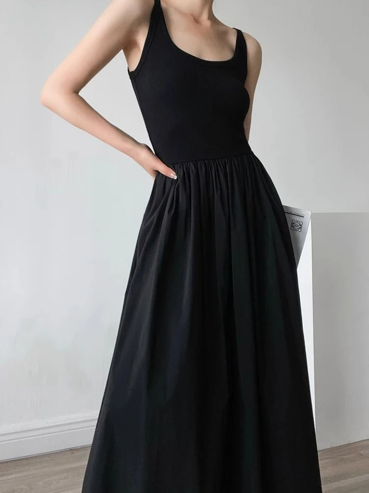 High Quality French Casual Long Dresses For Women 2024 New Summer Korean Elegant Fashion OL Dress Sleeveless Casual Dress