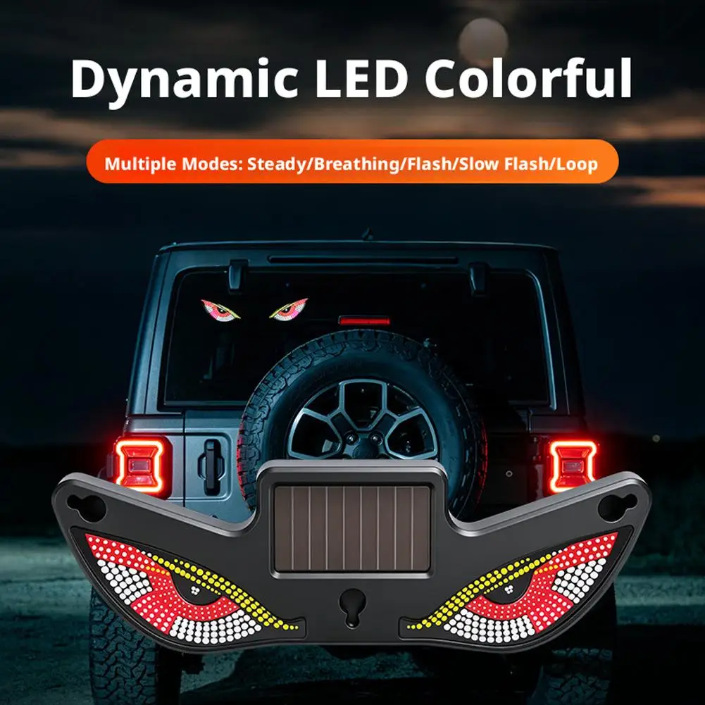 Coole DEMON EYE Ambientebeleuchtung Solar Teufelsauge Leuchtschild für Windschutzscheibe Atmende Neonlichter Auto-Dekoration – Detail 19
