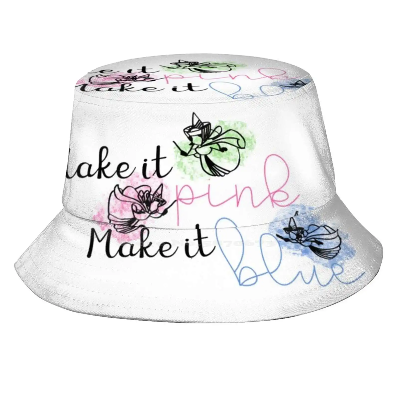 Make It Pink, Make It Blue. Sun Cap Fisherman Hat Bucket Hats Sleeping Beauty Princess Aurora Fairies Briar Rose Pink Blue