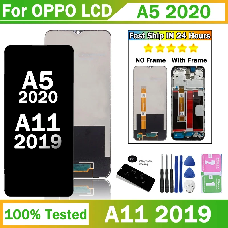 High Quality For Oppo A5 (2020) LCD CPH1931 Display Screen Touch Panel Digitizer Replacement For Oppo A11 2019 LCD PCHM10 Parts