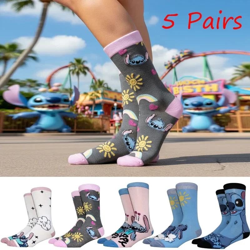 5 paar Anime Cartoon Stitch Vrouwen Sokken Grappige Lange Mannen Sokken Leuke Creatieve Cosplay Sokken Comfortabele Sok Vrouwen Gift Maat 36-44