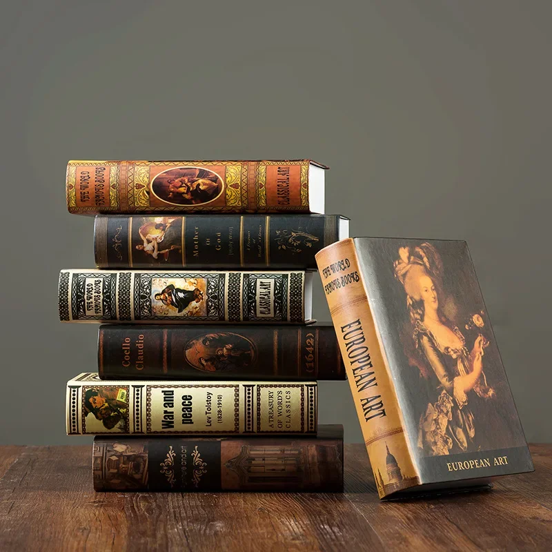 5pcs European Retro Fake Book Study Prop Books Decoration Living Room Cabinet Simulation Books Accessories Gift Home Decor Model