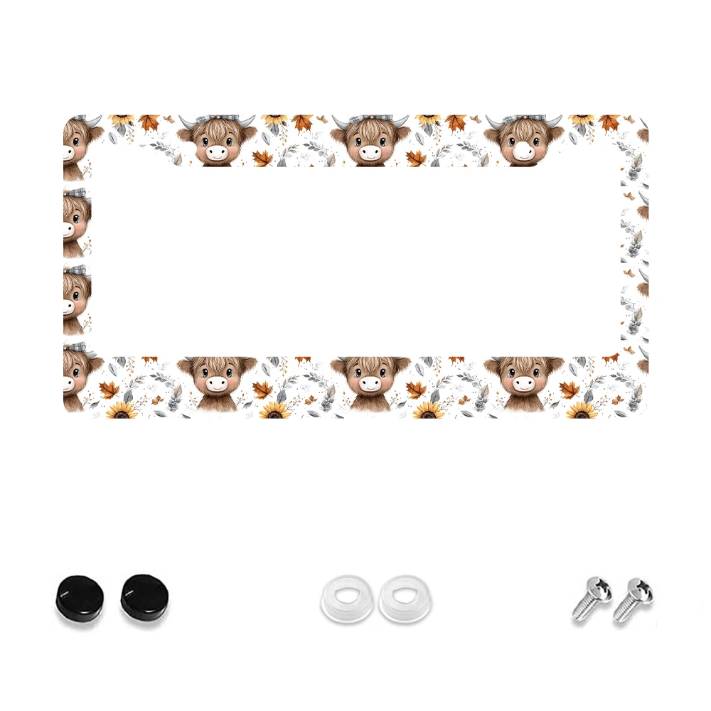 

1 шт. коричнево-белая рамка номерного знака с рисунком коровы с 2 отверстиями, алюминиевый материал, 6x12 дюймов, с набором винтов, ретро, забавная,