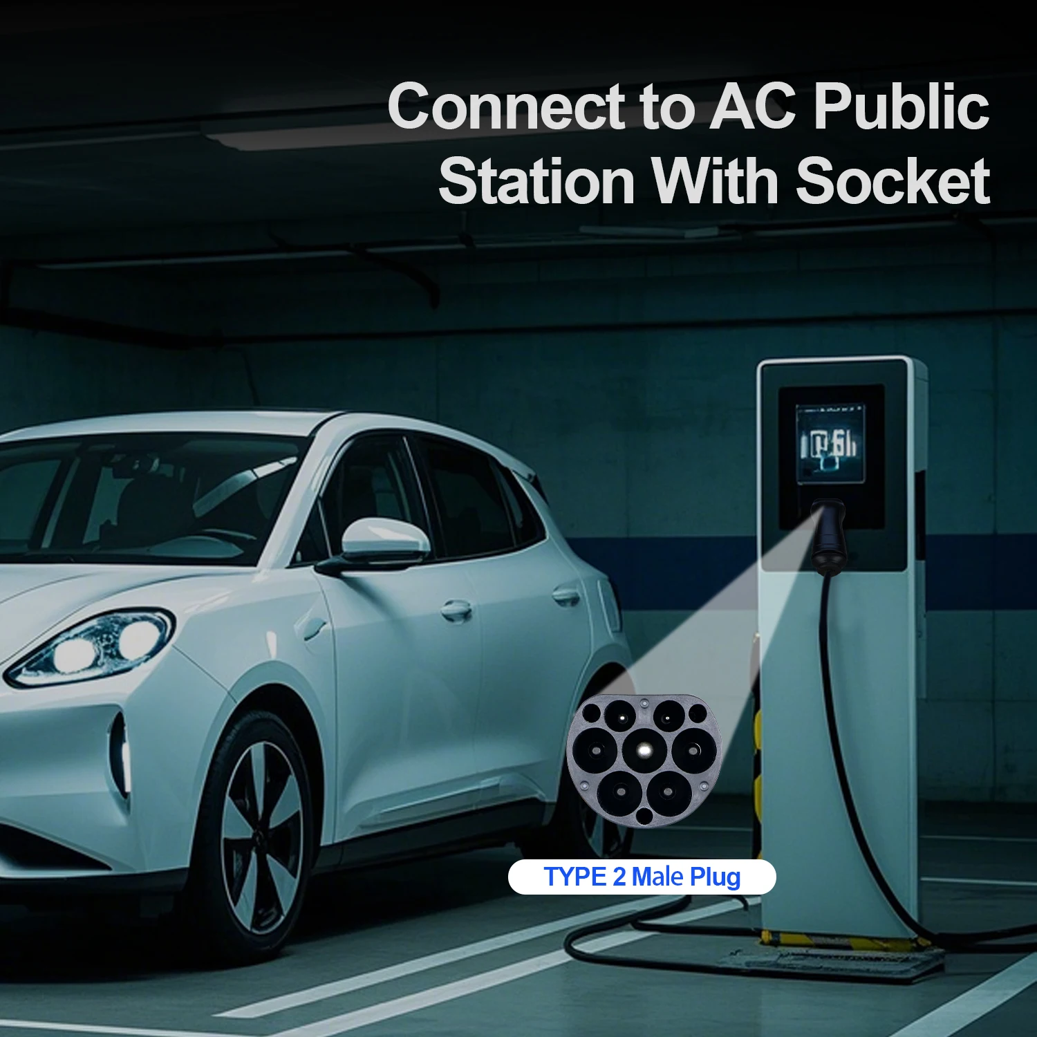 Kolanky Type2 EVS Мужской разъем для зарядного устройства для электромобилей Подключение к зарядной станции EV 1/3 фазы 16/32A IEC 62196-2 Разъем для зарядного устройства для электромобилей 22 кВт Макс.