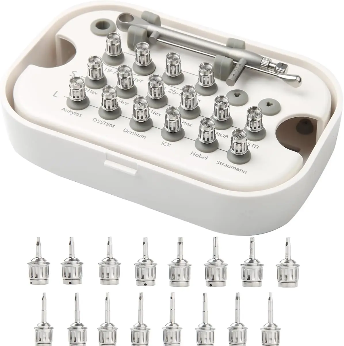 

Dental Implant Torque Wrench Universal Kit Adjustable Torque Value of 10-70Ncm Ratchet Drivers Implant Repair Tools