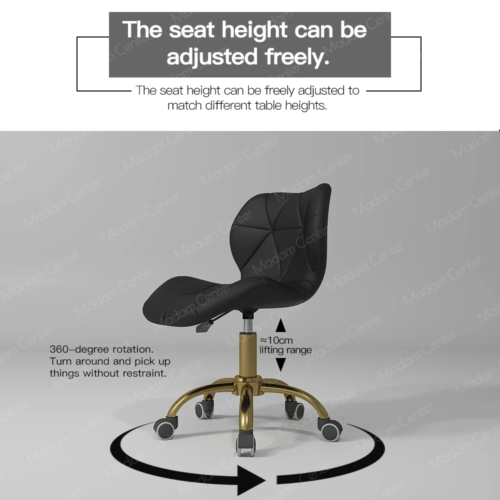 Rosa Salonhocker mit rollenden Rädern, Sattel-Waschtisch-Zahnstuhl, Nail Tech-Friseurstuhl