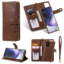 Luxury 2 in 1 Detachable Wallet Leather Case for Galaxy Note 20 Ultra Note 8 Note 9 Note 10 Plus Card Holder Magnetic Flip Cover