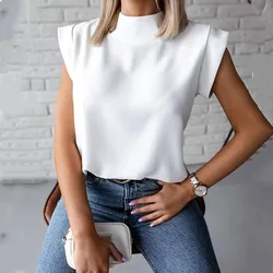 Fashion O-neck Short Sleeve Solid Women Tops And Blouses 2024 Summer Casual Elegant Office Ladies Top Femme Blouse