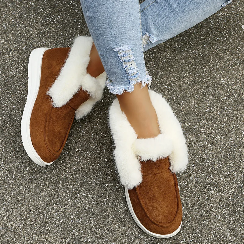 Women Boots Plush SnowBoots AntiSlip Ankel Boots Plus Size Casual Warm Fur Sneakers Winter Women Shoes