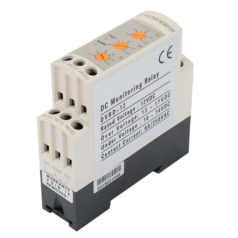 

Dual Display Adjustable Over-and Undervoltage Relay Protector DC12V24V36V48V Overvoltage And Overcurrent Protection DIN Rail