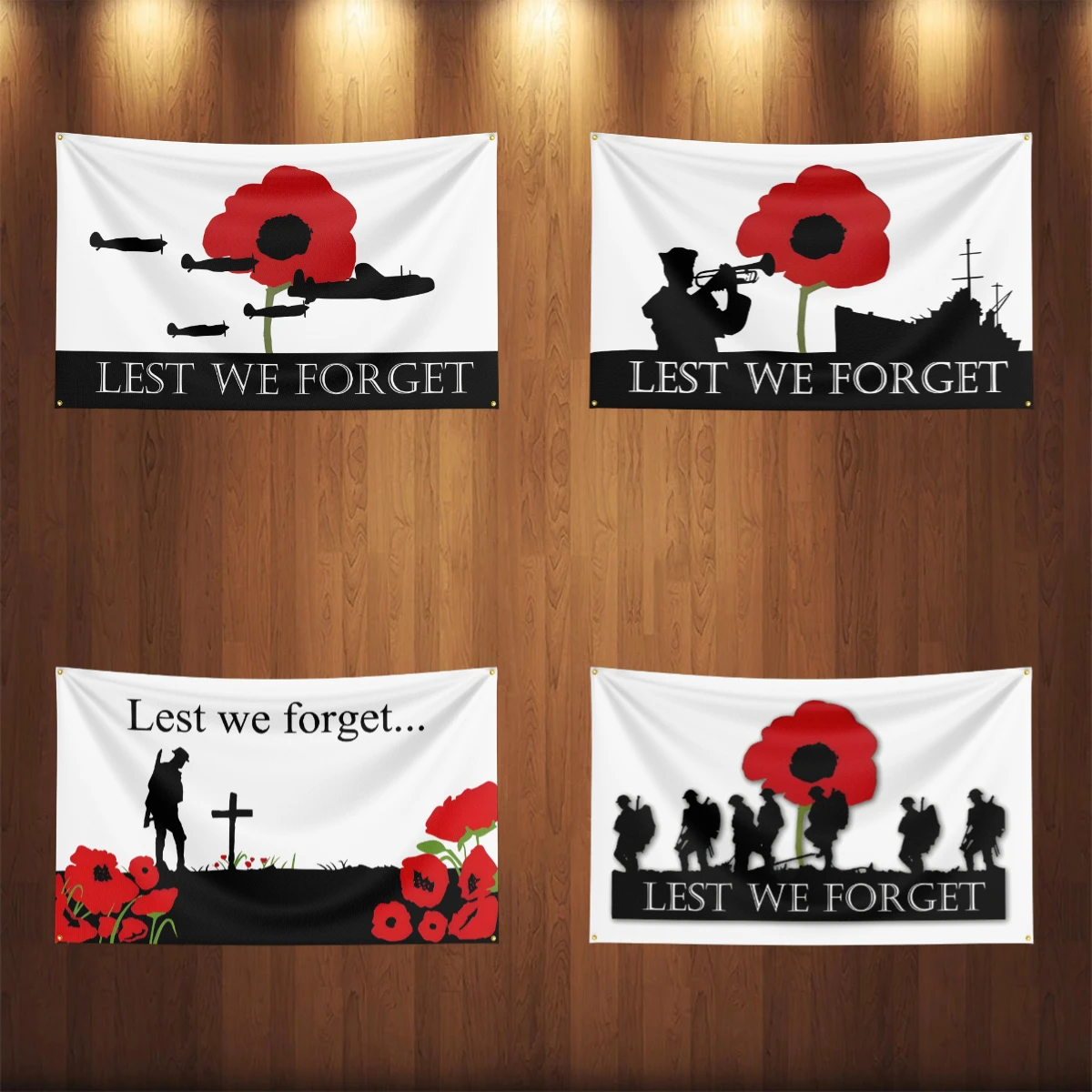 

Remembrance Day Flag flower Military Army Armed Forces Lest We Forget War WW1 WW2 Double Stitched Vivid Color Anti Fadin