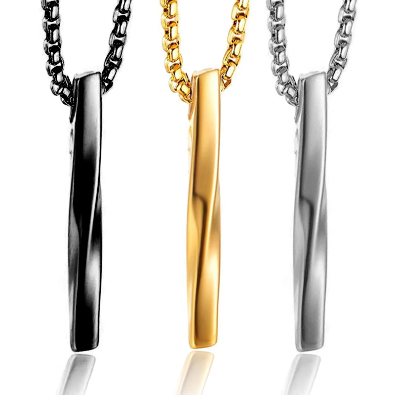 Geometric Long Twist-Shaped Pendant Vintage Men's and Women's Necklaces New Fashion Metal Accessories Party Jewelry Four Colors