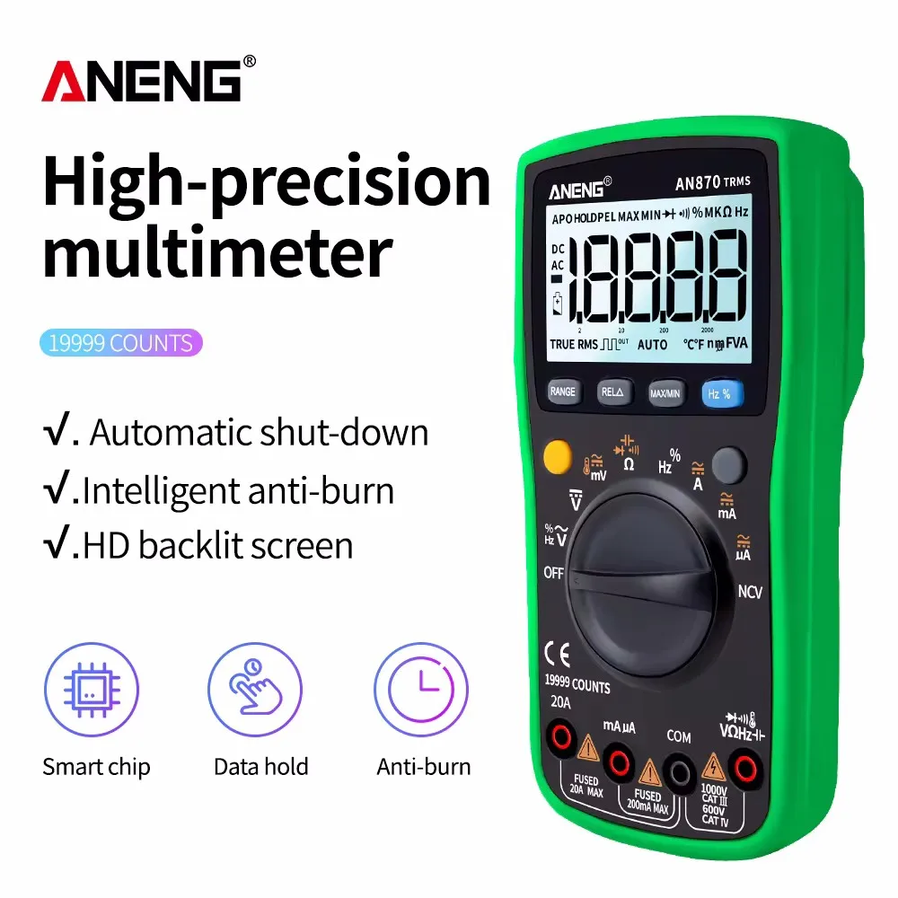 ANENG AN870 19999 Counts Non Contact Multitester True Rms Multimeters AC/DC Voltage Current NCV HD Backlit Screen Testers Tools