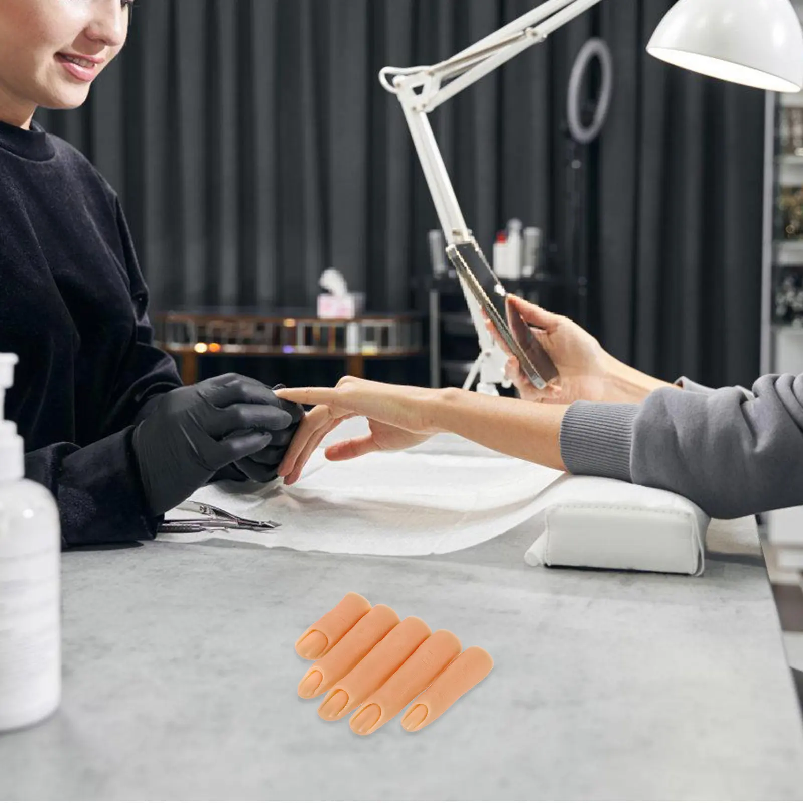 

Набор из 5 силиконовых тренировочных пальцев с реалистичными суставами для профессионалов и начинающих, для отработки навыков маникюра и демонстрации дизайна ногтей