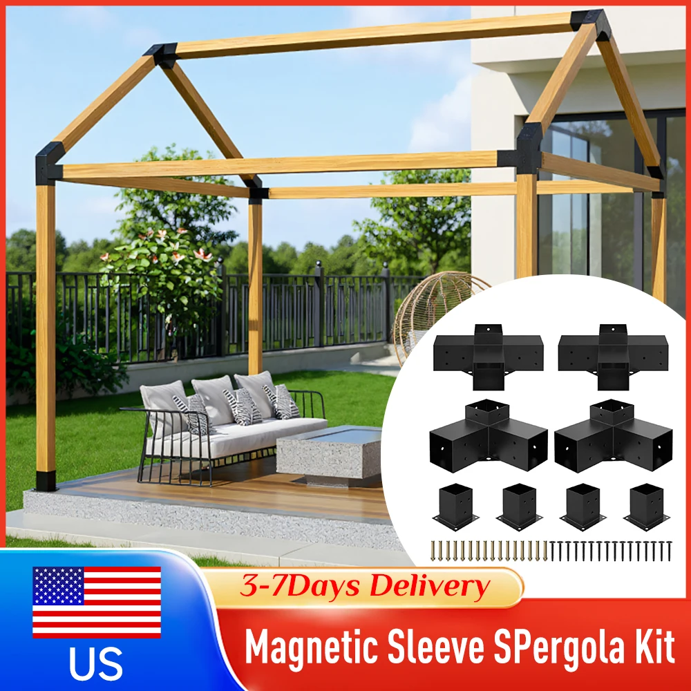 

Комплект из 8 стальных 3-сторонних кронштейнов для перголы/беседки, угловые соединители для деревянных конструкций, основания для столбов с винтами для патио, бревенчатых домиков, деревянных балок ﻿