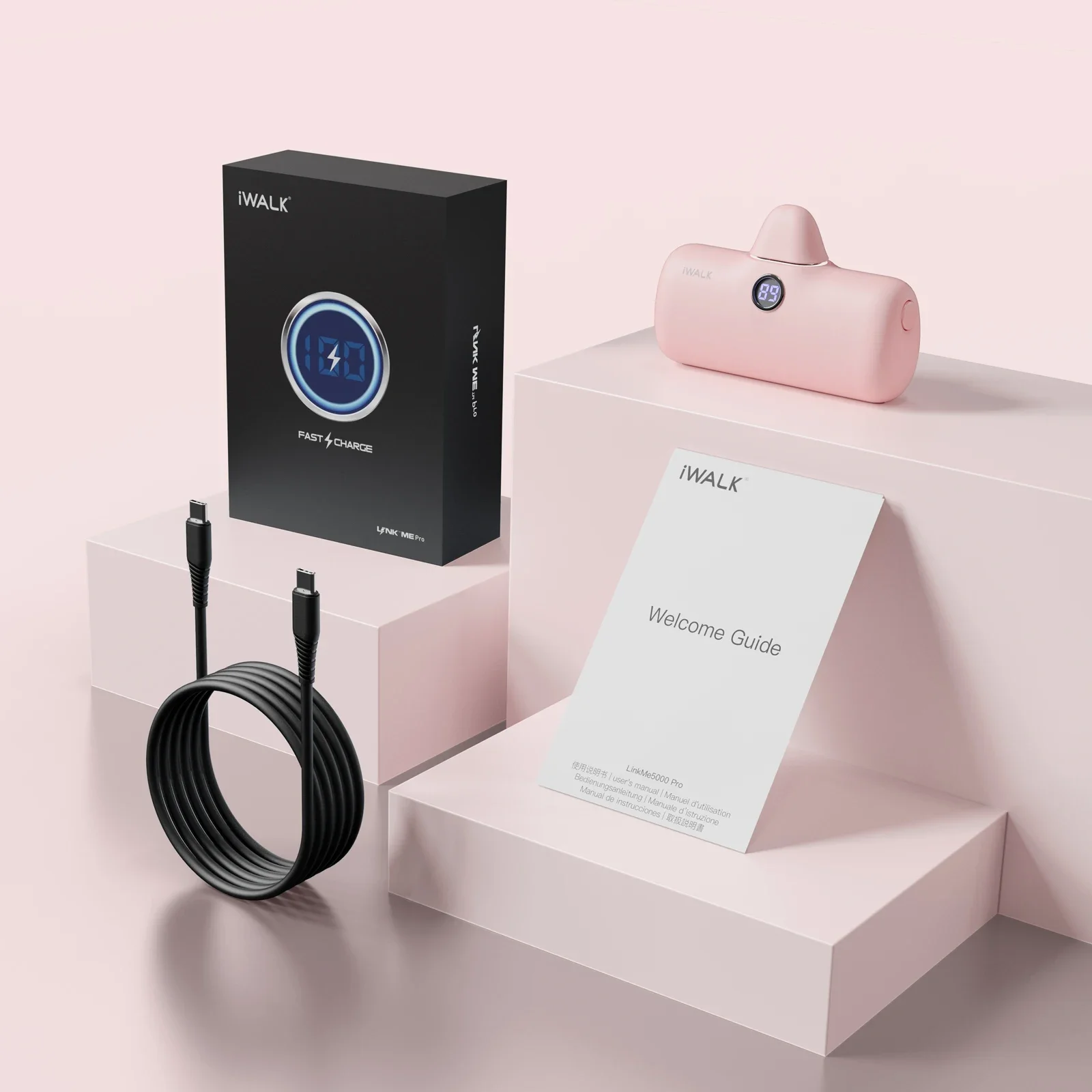 iWALK USB - C Power Bank | 18W PD Fast Charge | Built - in Plug | Mini Portable | LED Display | For Phones/VR/Earbuds