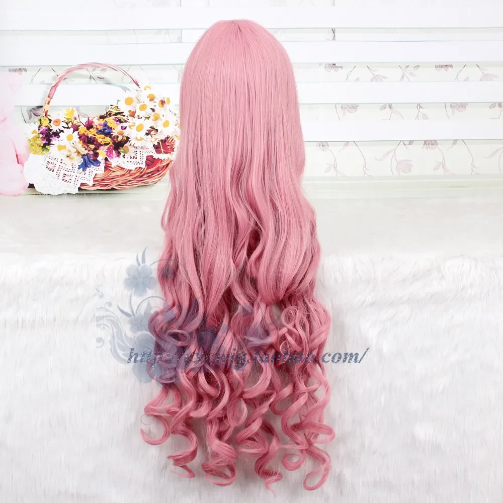 Peruca cosplay de cabelo longo ondulado para mulheres, universo halloween, role play de quartzo rosa, rosa, universo