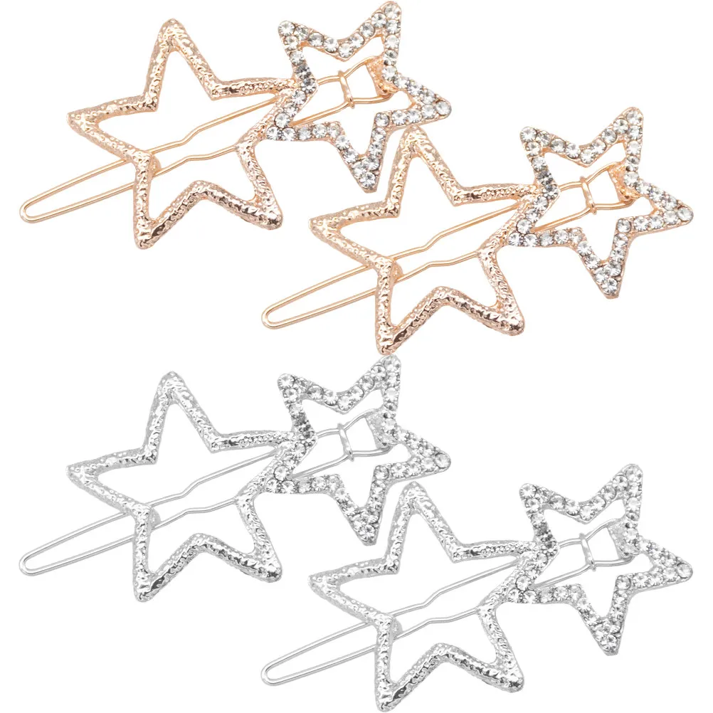 

4Pcs Alloy Star Hair Clips Shiny Rhinestone Hairpins Decorative Hair Accessories for Women Girls Wedding Birthday Parties