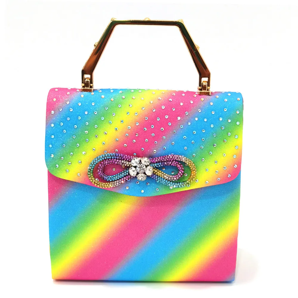 New Arrival Fashion CR920 Italian Shoes and Bag Sets Rainbow Women Wedding Special Appliques for African Lady Sandals Bag