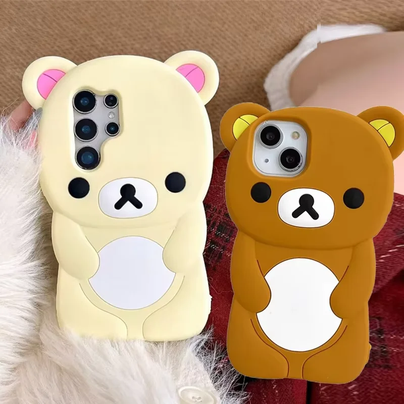 

Korean Cartoon Animal Bear Cute 3D Case For Samsung Galaxy S25 Ultra S23 S24 Plus S23U Soft silicone Phone Cover kids gift