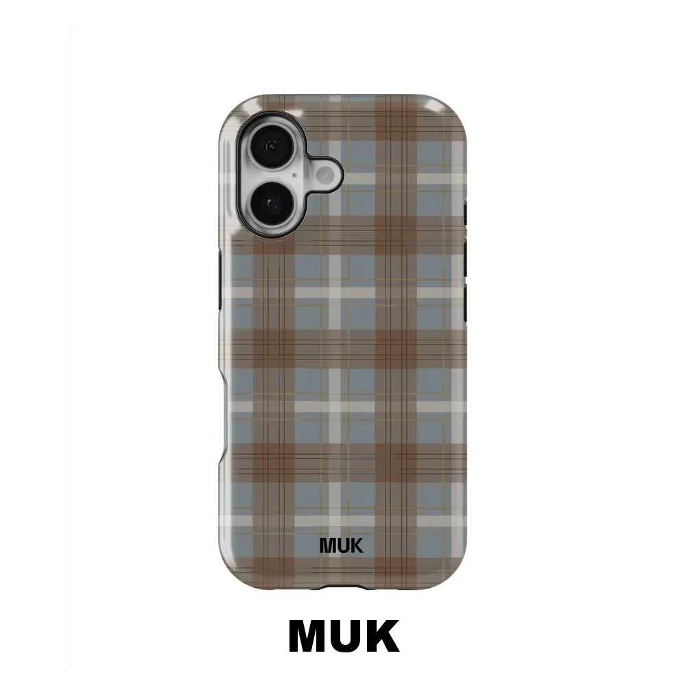 MUK Classic Plaid Design Phone Case for Samsung Galaxy S20 S23 S24 S25 S26 FE Plus Ultra Edge 4 5G Double-layer Back Cover