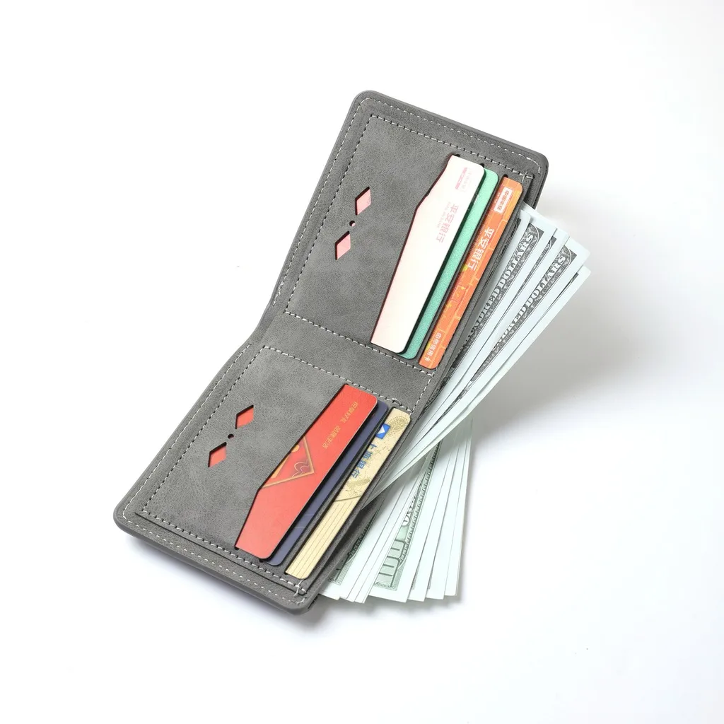Pu Wallet Expandable Men'S Pu Wallet Horizontal Bifold Wallet Nubuck Pu For Shopping Business Work Men