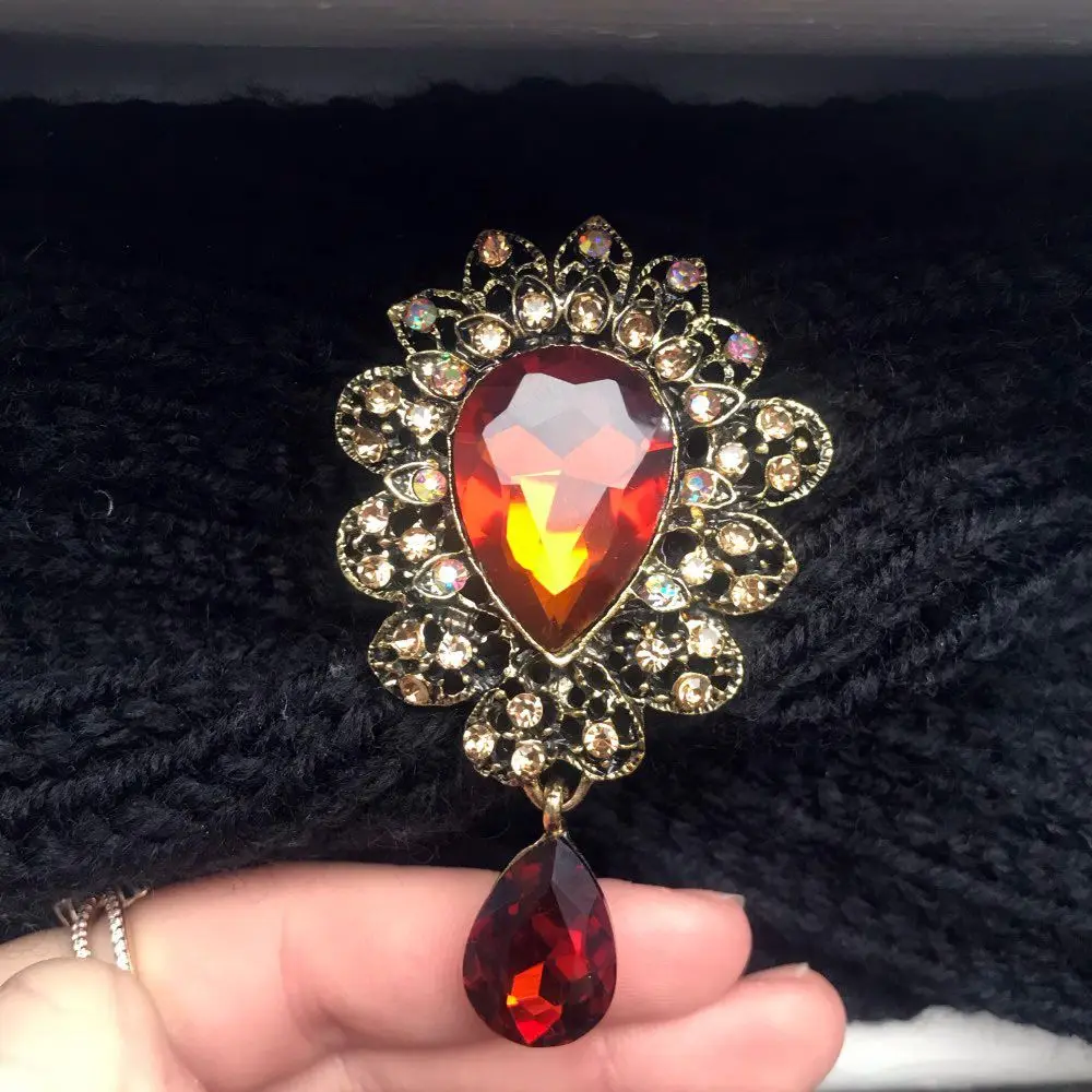 الزفاف الفاخرة الراين للجنسين كبير قطرة الماء فستان بروش دبابيس الإكسسوارات والمجوهرات الصدار