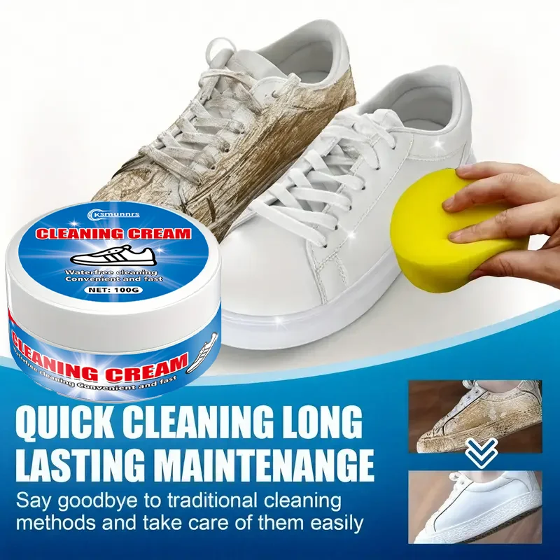 

Отбеливающий чистящий крем для спортивной обуви с губкой: быстрое/эффективное средство для удаления пятен и потерь для кроссовок, ботинок и парусиновой обуви (пластик)