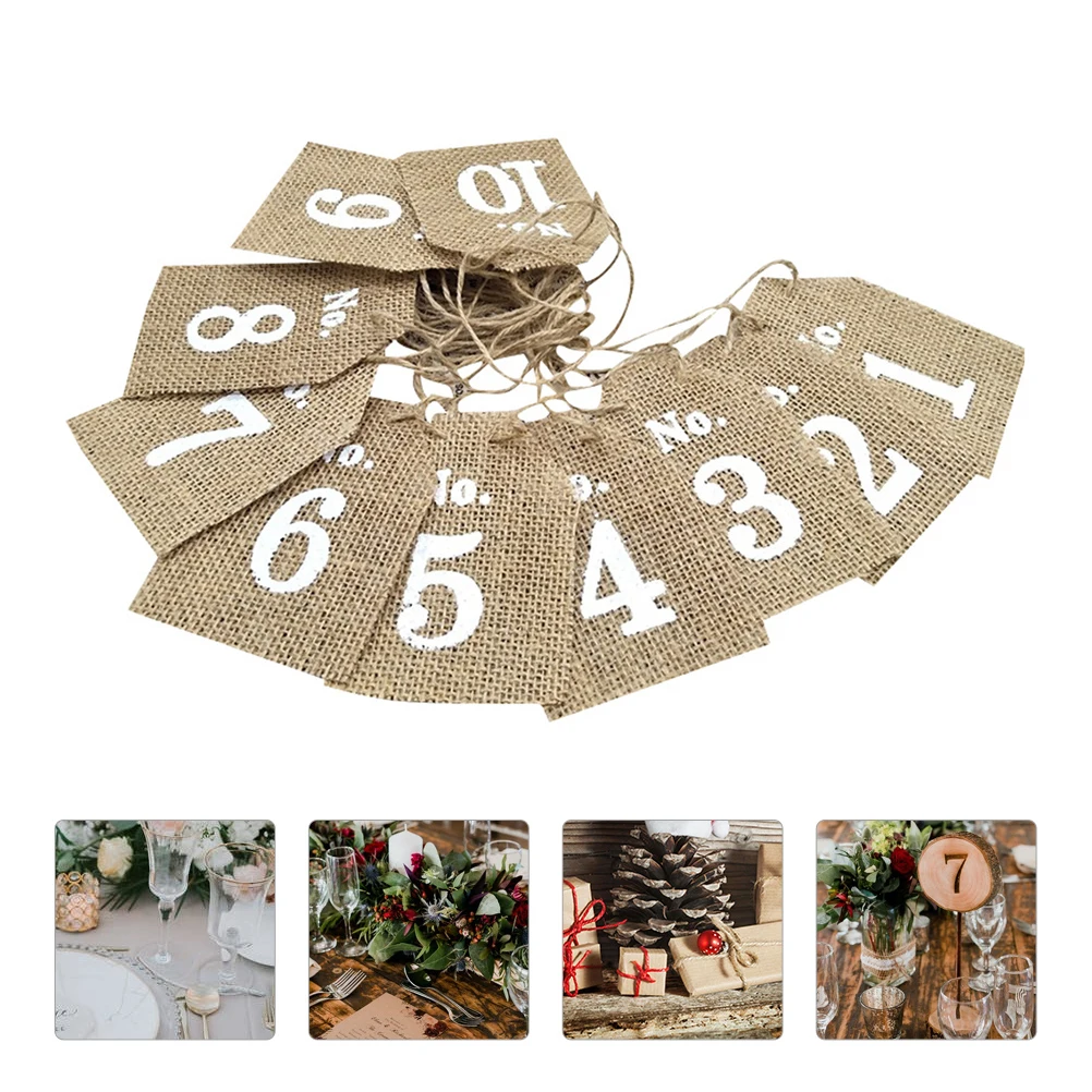 

10 Pcs Burlap Tags Eco Friendly Party Decorations Christmas Wedding Favor Cards Table Numbers Signs