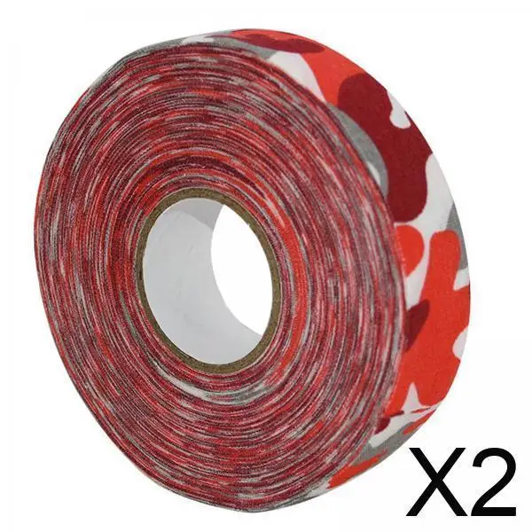 

2x2,5 см x 25 м тканевая лента для хоккея с шайбой, дышащая нескользящая защитная крышка, красный камуфляж
