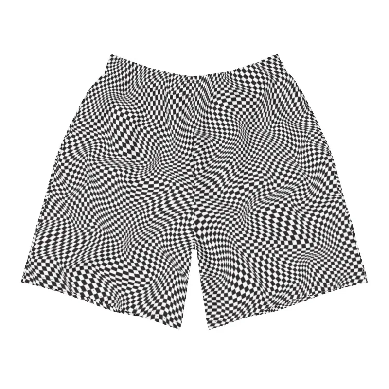 Y2K Psychedelic Checkerboard Sports Shorts Black White Twisted Children's Personalized Casual Basketball 3D Shorts for Adults
