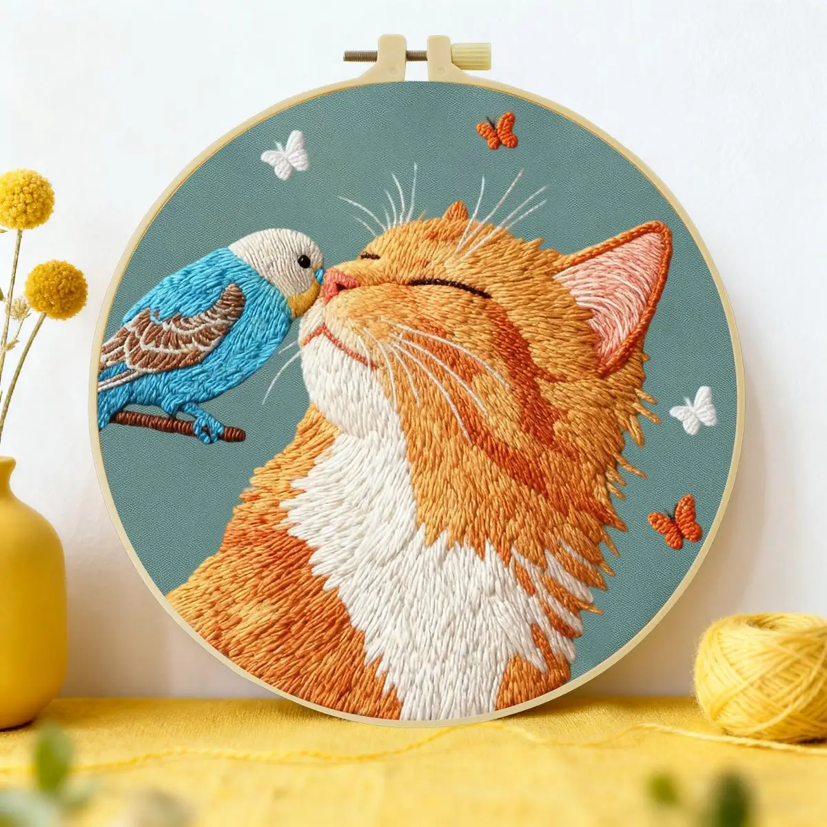 1 Stück 20X20CM/15X15CM 7,87/6,3 Zoll Katzen-Stickerei-Starter-Kit DIY-Kit DIY-Stickerei-Set Handarbeiten Heimdekoration Nadelkunst – Detail 3