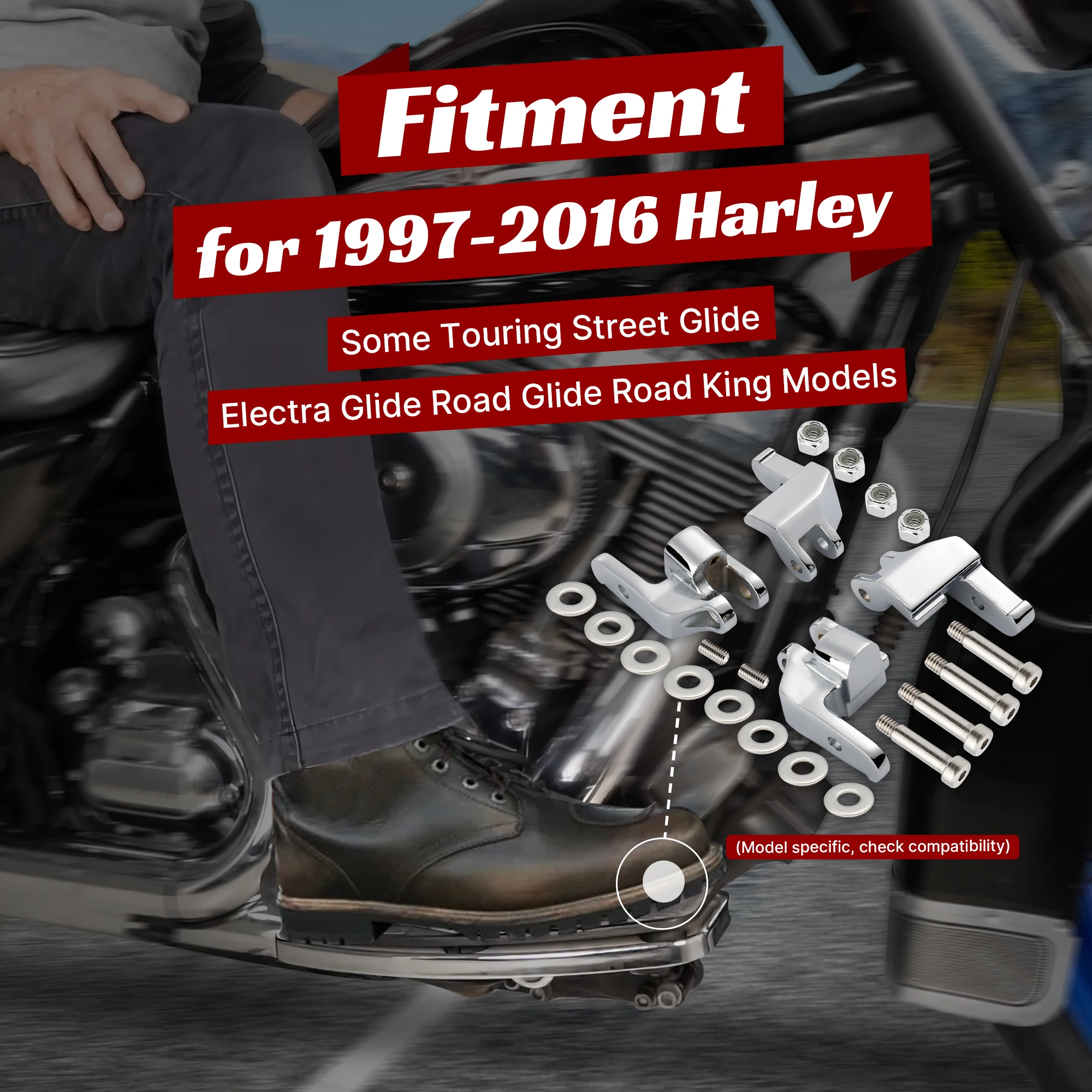 Driver Floorboard Relocation Brackets for Harley 1997-2016 Electra Glide Street Glide Road Glide Road King and 2009-2013 Trikes