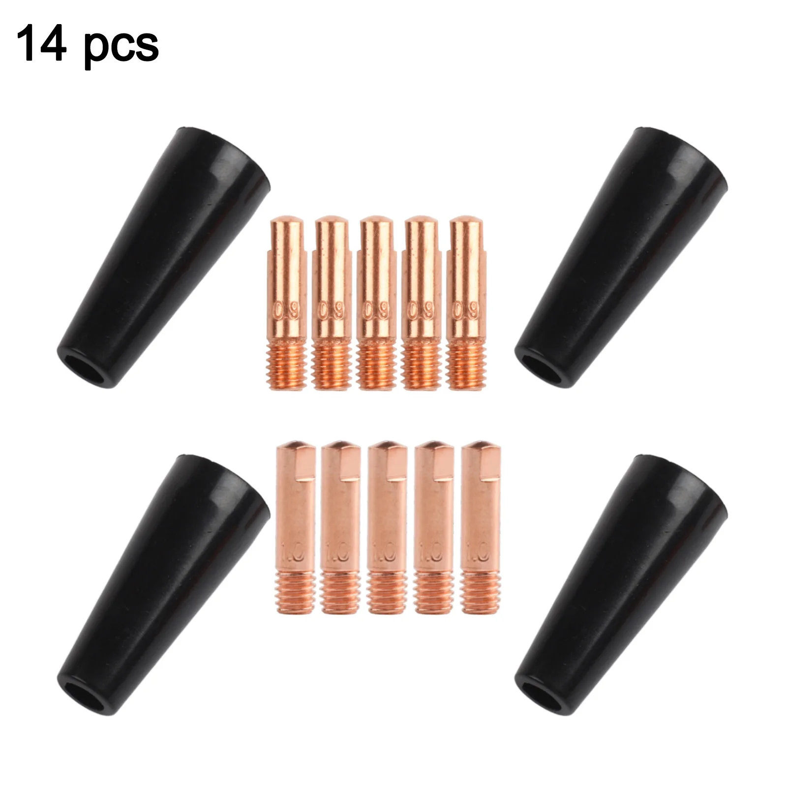 Flux Core Gasless Nozzle Set Including Reusable Copper Conductive Tips Optimized for Performance in For MIG Welding Applications