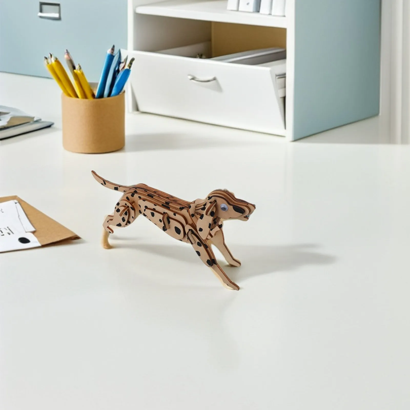 

Wooden Dog Puzzle 3D Dalmatian Assembly Kit DIY Craft with Smooth Polished Pieces for Learning Play Room Decor Display