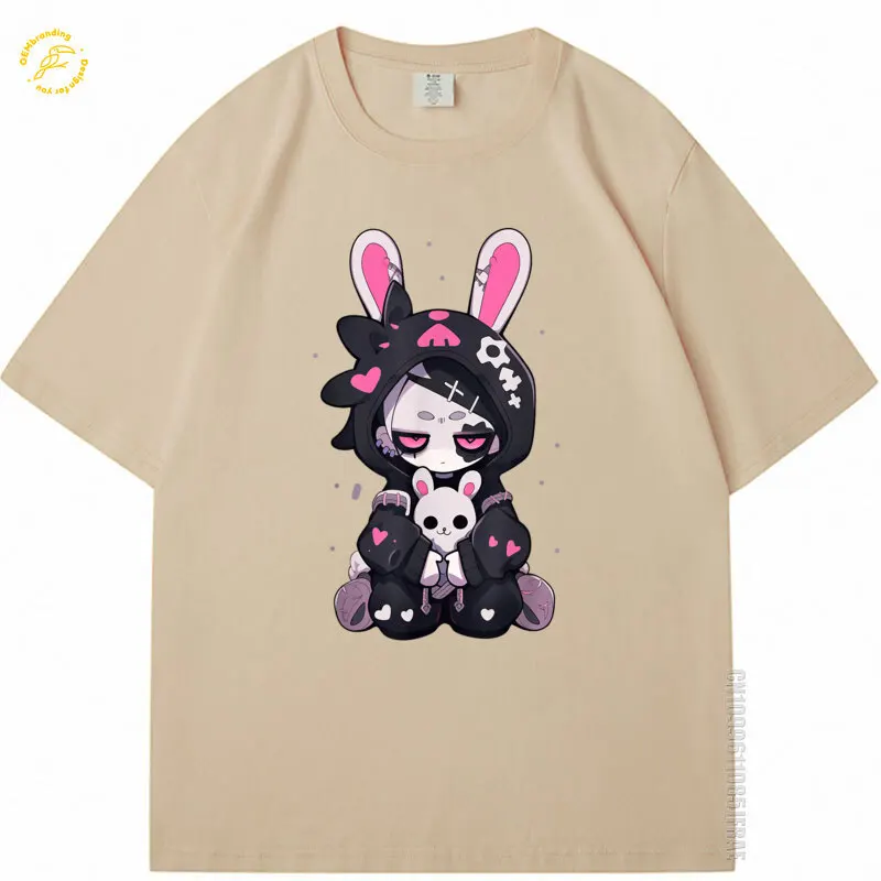

Goth Bunny Anime Girl Cute E-Girl Gothic Outfit Grunge Large T-Shirt Clothes For Man Men's Oversize T Shirt Mens TShirt O-neck