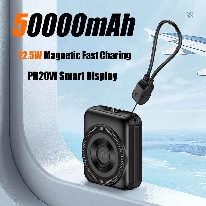 

Беспроводное зарядное устройство 3 в 1, 50000 мАч, 22,5 Вт, с магнитной фиксацией, быстрая зарядка PD20W для Magsafe, iPhone, Watch, Xiaomi, Huawei ﻿