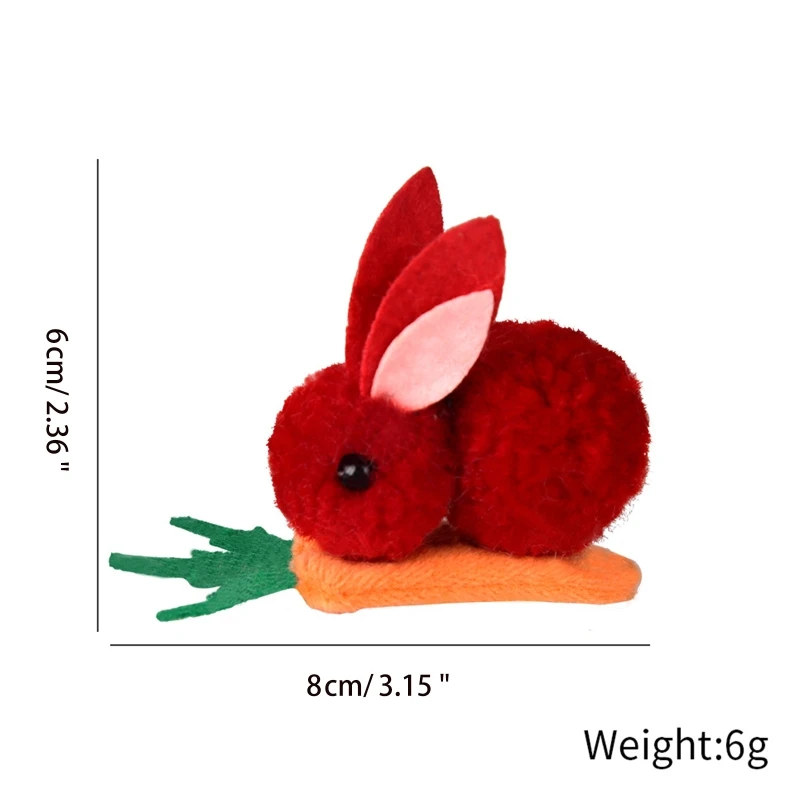 Mini Plush Rabbit for Doll Stuffed Animal Easter Carrot Hair Pin Toy Soft for Doll Early Education Cloth Accs Kids