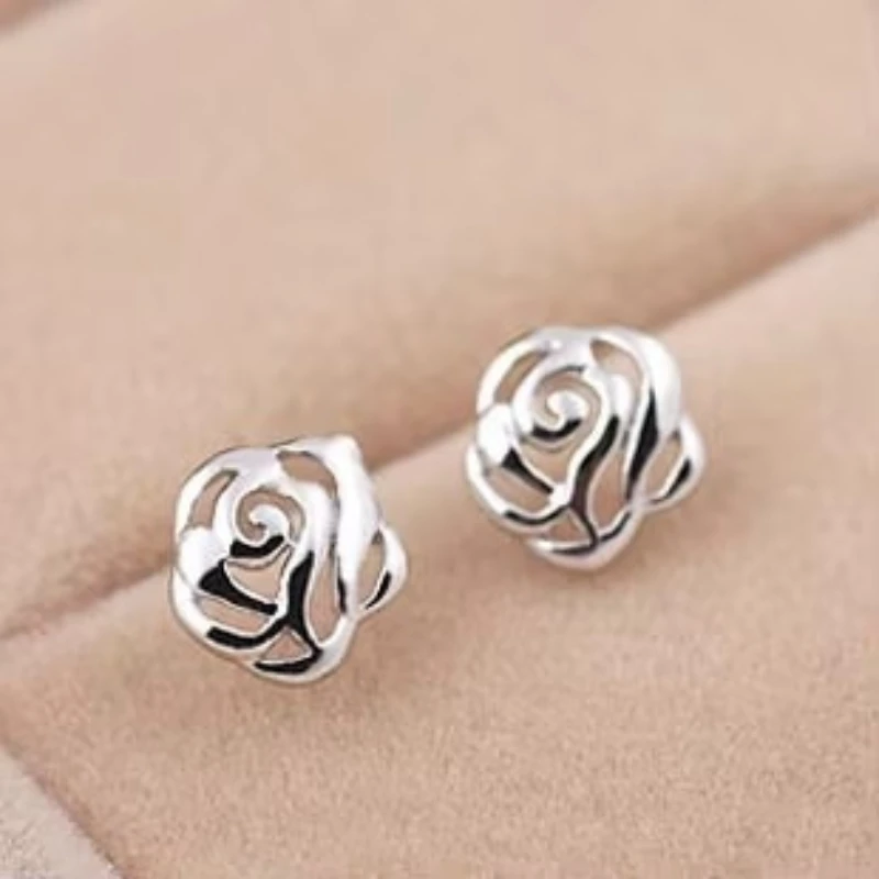 925 Sterling Silver Zapobiegaj alergiom róże Brincos Kolczyki sztyfty dla kobiet Kolczyki ślubne Biżuteria Akcesoria
