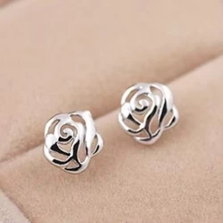 Boucles d'oreilles anti-allergie en argent Sterling 925, roses Brincos pour femmes, boucles d'oreilles de mariage, accessoires de bijoux