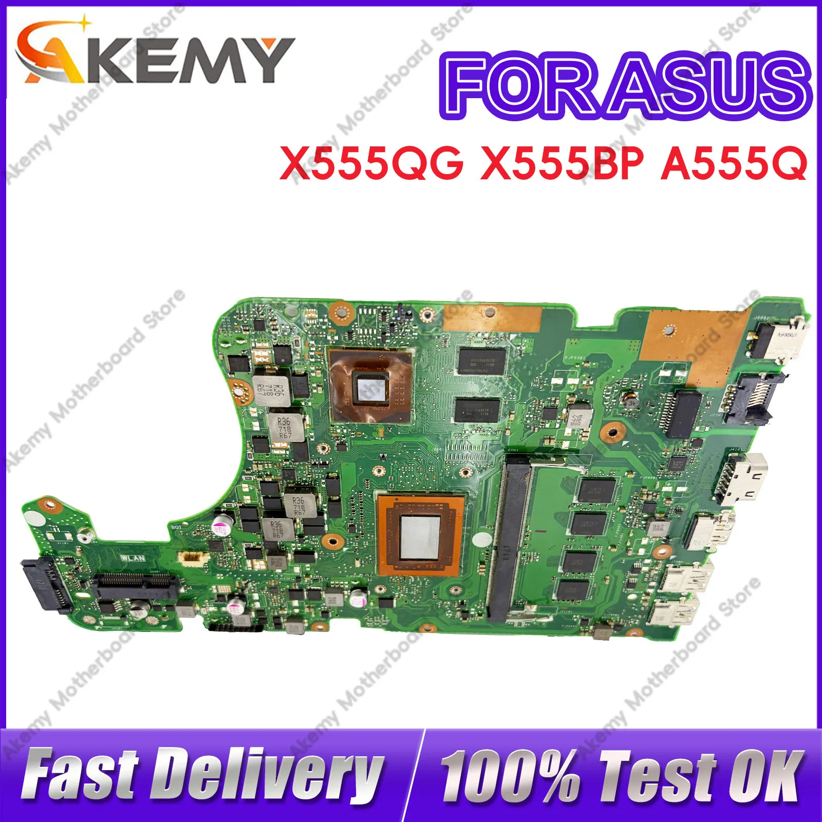 Placa base para ordenador portátil X555Q X555QG para ASUS VivoBook A555Q X555QG K555Q con CPU A4 A6 A8 A10 A12 100% probada y funcional