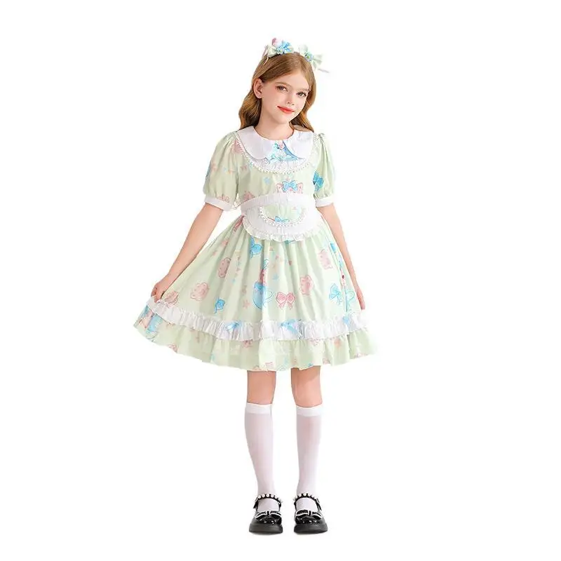 

Лето 2022, платье Лолиты с короткими рукавами, платье принцессы для девочек, детское кружевное платье для выступлений для девочек