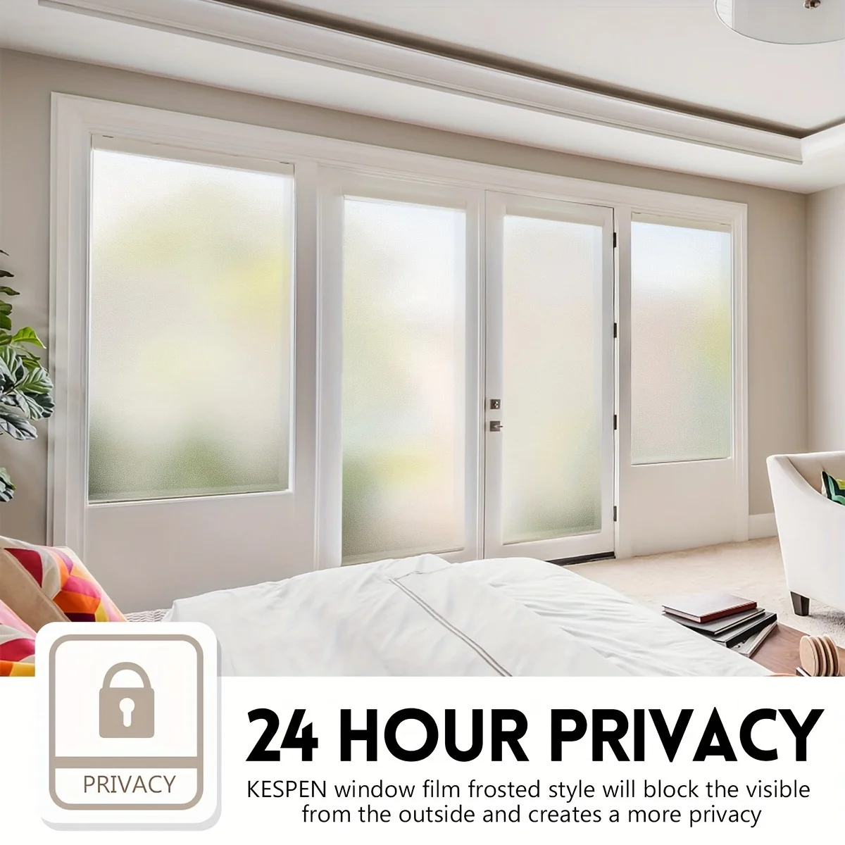 Frosted Privacy Window Film Translucent Heat Control Sun Block No Glue Static Cling for Home Bathroom Kitchen Door Glass