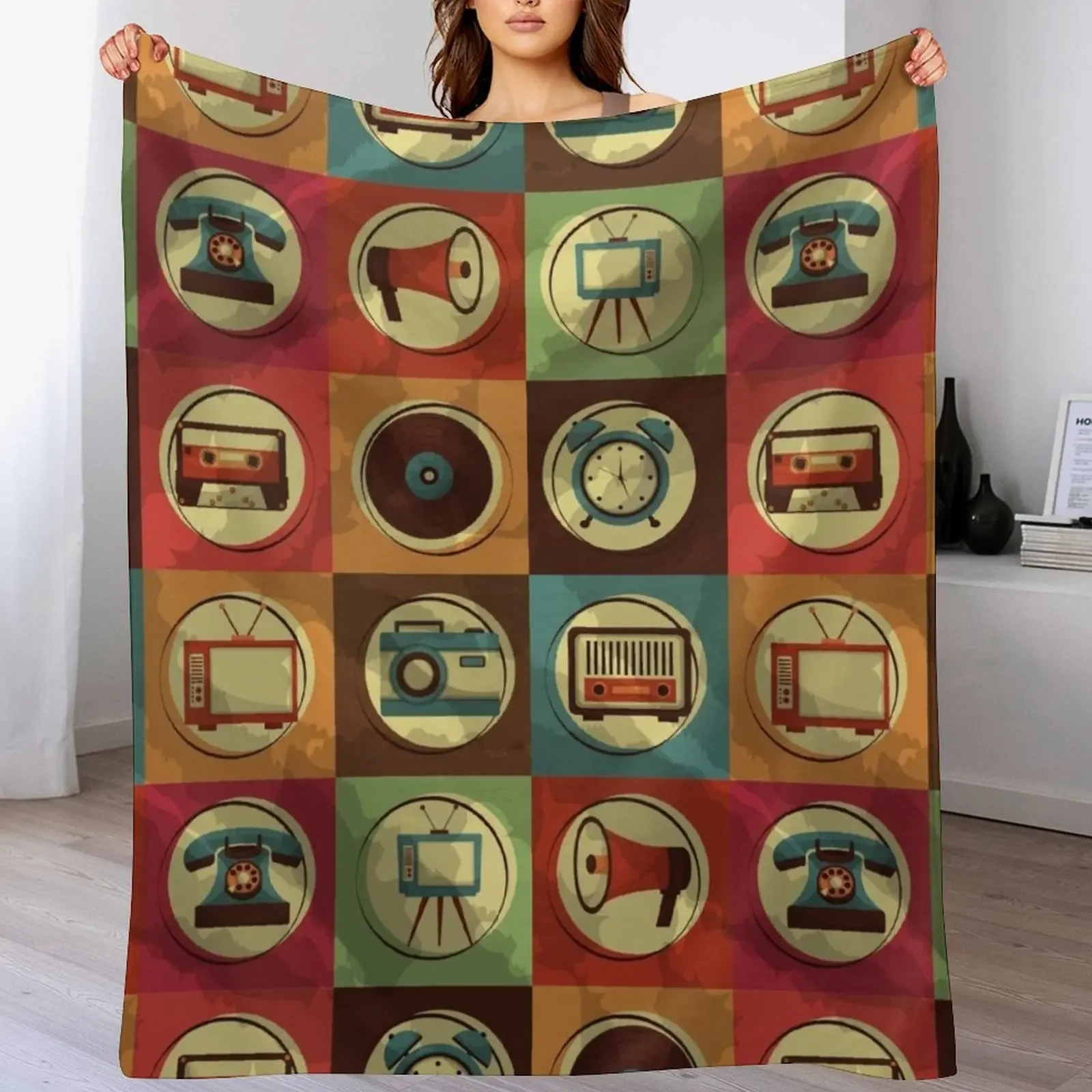Vintage Devices Throw Blanket Cozy Warm Blanket for Bed Room Decor